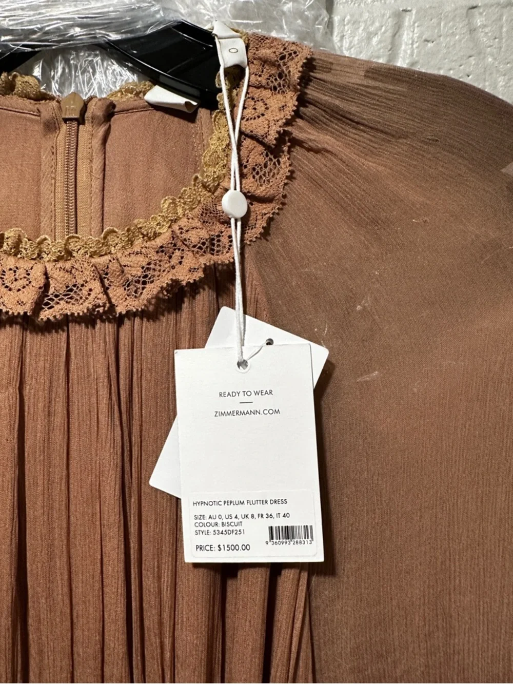 NWT New ZIMMERMANN Hypnotic Peplum Flutter Tiered Midi Dress in Biscuit Size 0 - Picture 5 of 13